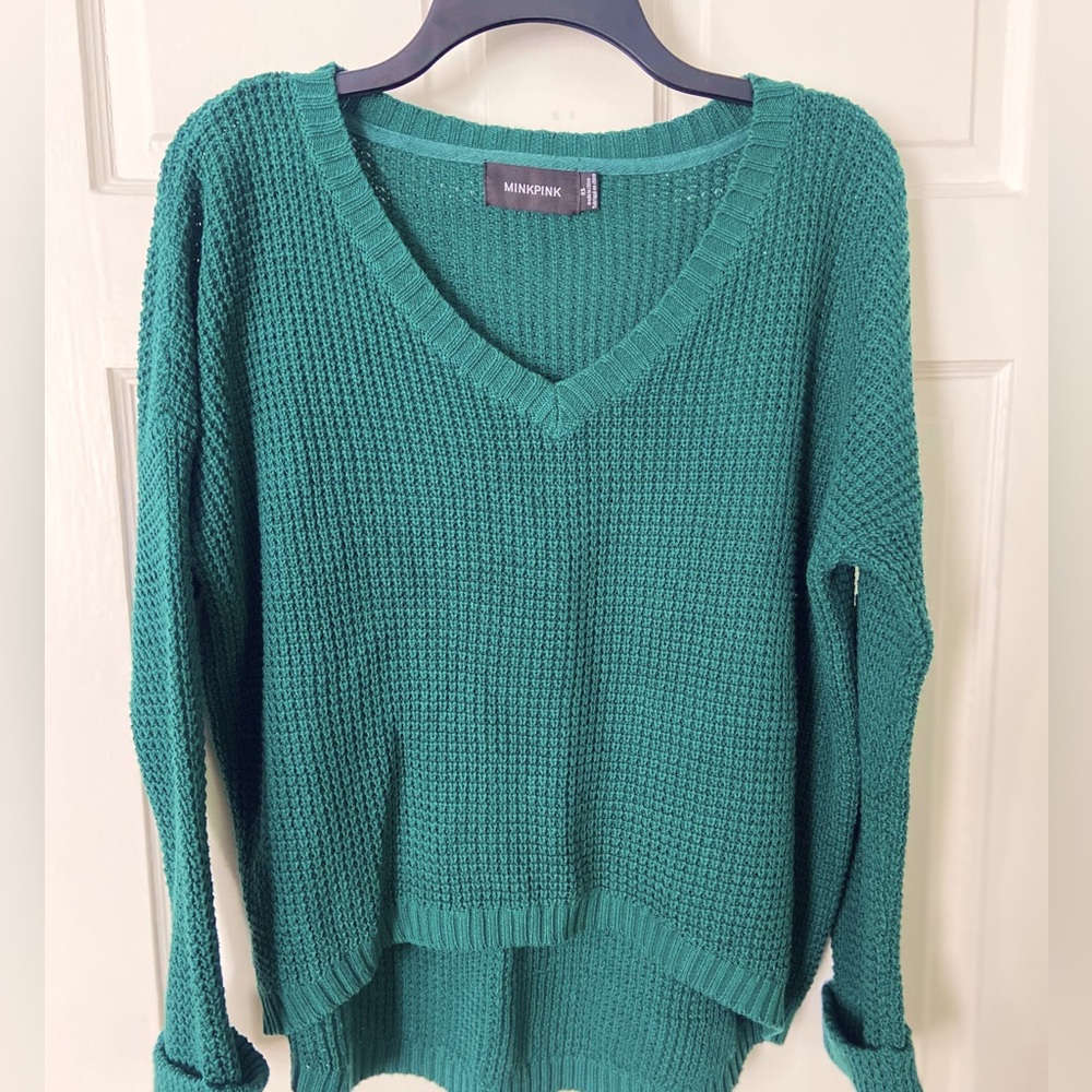 MINKPINK  Revolve Forest green XS hi-low sweater. GUC